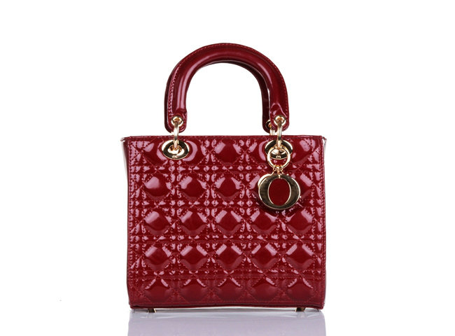 lady dior patent leather bag 6322 wineredwith gold hardware